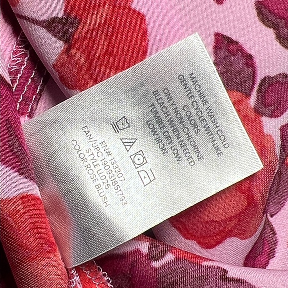 LOFT Pink and Red Floral Satin Pajama Set XL - Picture 8 of 11